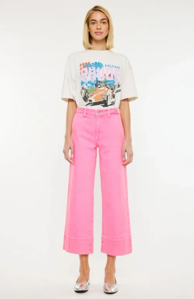 Kancan Stacy High Rise Wide Leg Jeans In Neon Pink
