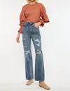 Kancan Stephanie 90's Boyfriend Jeans In Medium Stone Wash In Silver