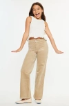 Kancan Sullie Ultra High Rise Wide Leg Jeans In Brown