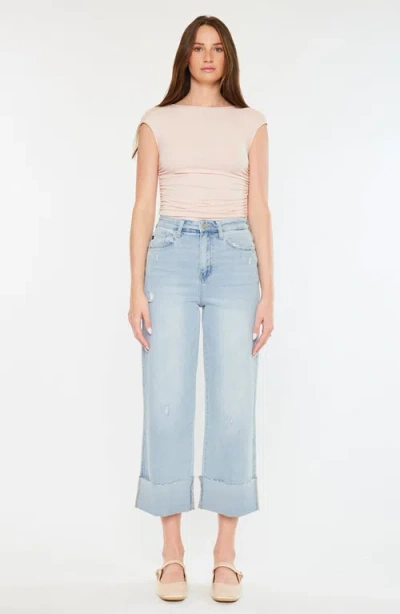 Kancan Sully 90's Cropped Wide Leg Jeans In Blue