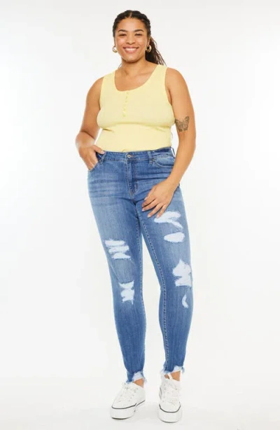 Kancan Summer Mid Rise Super Skinny Jeans In Blue