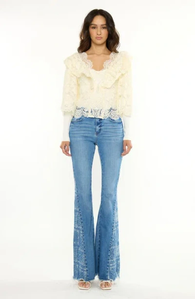 Kancan Swanie Mid Rise Wide Jeans In Blue