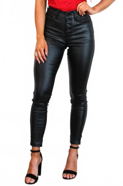 Kancan Tayshia High Waisted Faux Leather Pants In Black