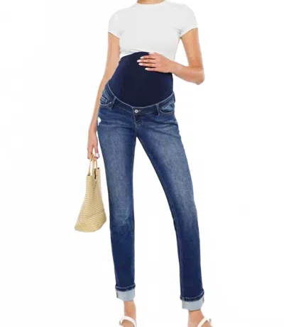 Kancan Teagan Maternity Straight Fit Jeans In Dark Wash In Blue