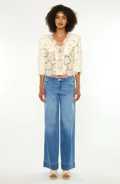 Kancan Terri Essentials Low Rise Wide Jeans In Blue