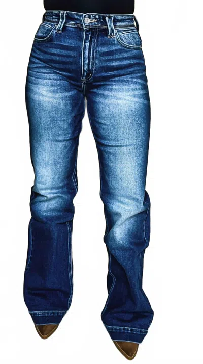 Kancan The Durango High Rise Flare Jean In Dark Wash In Blue