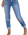 Kancan The Serena Cuffed High-rise Mom Jeans In Light Blue In Blue
