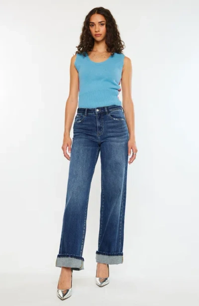 Kancan Tiara Essentials High Rise Wide Leg Jeans In Blue