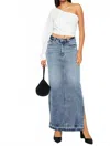 Kancan Tracy Maxi Denim Skirt In Medium Wash