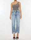Kancan Trevie Ultra High Rise Straight Leg Jeans In Medium Stone Wash In Silver