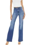 Kancan Celia High Rise Wide Flare Jeans In Medium Wash In Blue