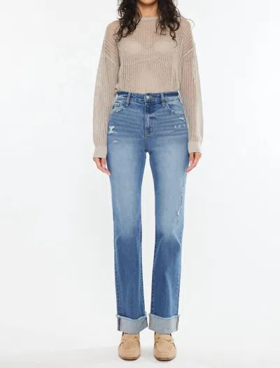 Kancan Trini Essentials High Rise Straight Jeans In Medium Wash In Multi