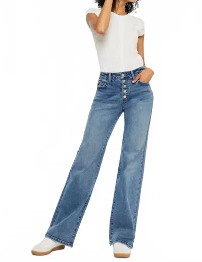 Kancan Twilight High Rise Comfort 90s Flare Jean In Denim In Blue