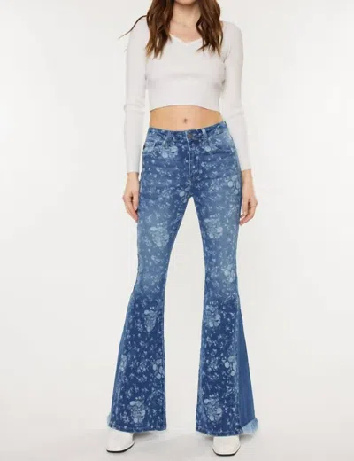 Kancan Tyler High Rise Super Flare Jean In Medium Wash In Blue