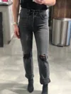 Kancan Ultra High Rise 90's Boyfriend Denim Jeans In Black In Black