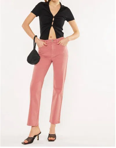 Kancan Ultra High Rise 90's Straight Jeans In Coral In Pink