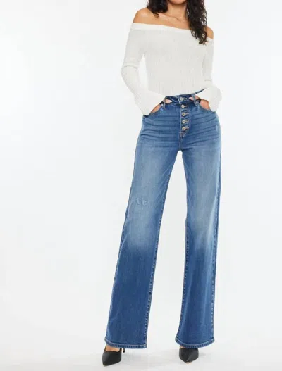 Kancan Ultra High Rise 90s Flare Jeans In Medium Wash In Multi