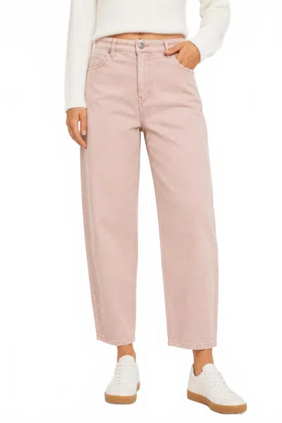 Kancan Ultra High Rise Slim Barrel Fit Jeans In Dusty Pink