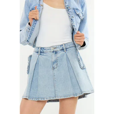 Kancan Valerien Mid Rise Mini Skirt In Light Wash