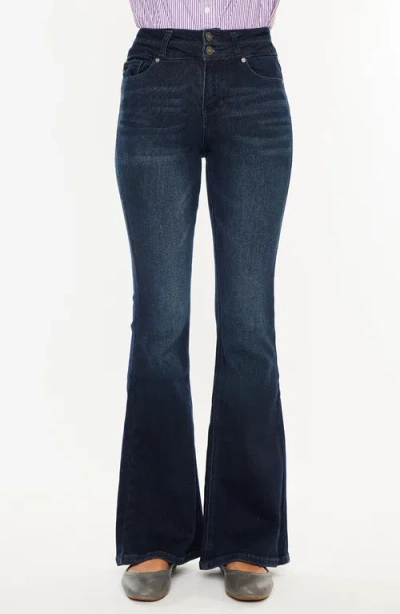 Kancan Vida High Rise Flare Jeans In Dark Wash