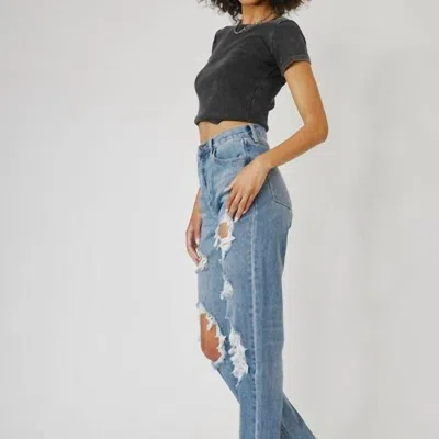 Kancan Vintage 90's Straight Leg Jean In Dark Wash In Blue