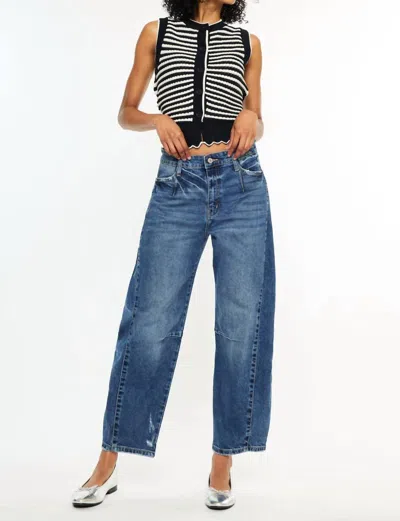 Kancan Vintage Horseshoe Jeans In Dark Wash In Blue