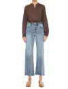 Kancan Violet High Rise Slim Wide Leg Jeans In Light Wash In Blue