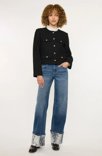 Kancan Vivianne Mid Rise Wide Leg Jeans In Blue