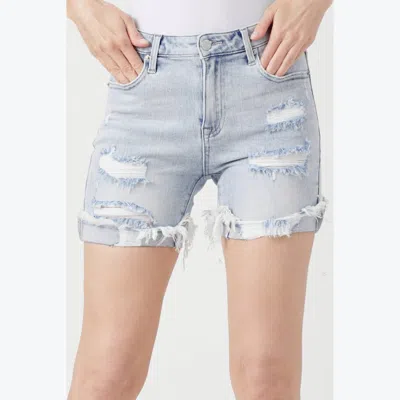 Kancan Walk On The Wild Side Shorts In Light Wash In Blue