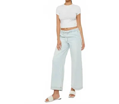 Kancan Wide Leg Crop Jeans In Light In Nude