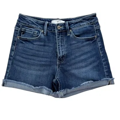 Kancan Women's Denim Roll Cuff Stretch Jean Shorts In Medium Wash In Blue