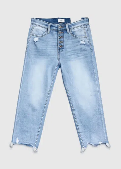 Kancan Women's High Rise Capri In Light Wash In Blue
