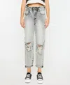 Kancan Women's High Rise Cuffed Paper Bag Jeans In Gray