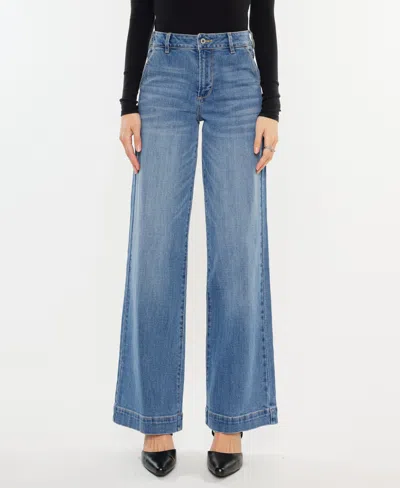 Kancan Women's High Rise Wide Leg Pull On Jeans