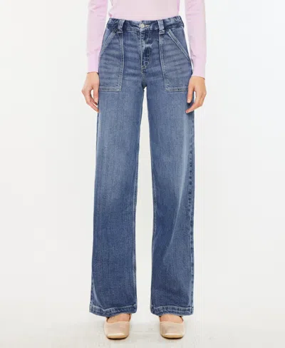 Kancan Women's High Rise Wide Leg Pull On Jeans