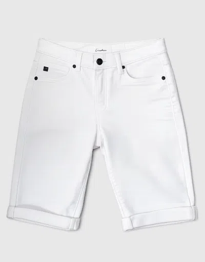 Kancan Women's Mid Rise Cuffed Bermuda Short In White