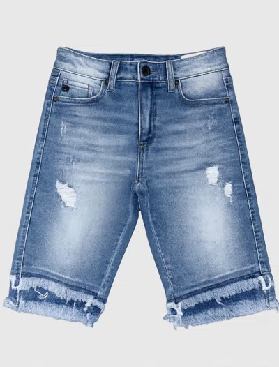 Kancan Women's Mid Rise Ruffle Jean Shorts In Blue