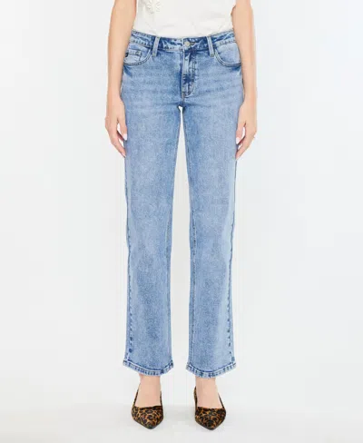 Kancan Women's Mid Rise True Straight Jeans In Blue