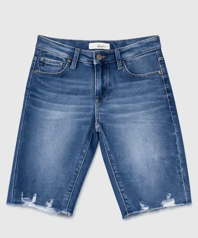 Kancan Women's Midrise Rough Cut Bermuda Short In Blue