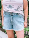 Kancan Women's Plus Size Button Fly Cut Off Jean Shorts In Blue Jeans