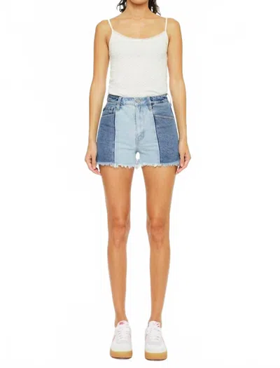 Kancan Women's Two Tone Denim Short In Medium In Blue