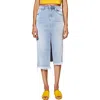 Kancan Womens Frayed Hem Denim Midi Skirt