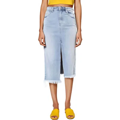 Kancan Womens Frayed Hem Denim Midi Skirt