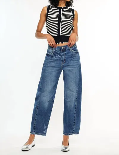 Kancan Yolanda Low Slung Horseshoe Jeans In Dark Wash In Blue