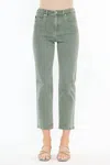 Kancan Zandria Ultra High Rise 90's Straight Leg Jean In Olive In Green