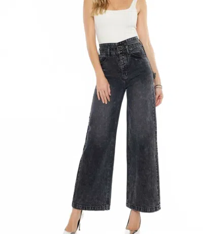 Kancan Zinc High Rise 90's Wide Pant In Dark Grey In Gray