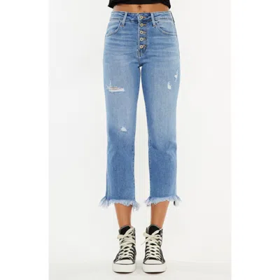 Kancan Zuzanna High Rise Crop Straight Leg Jeans In Blue