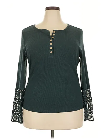 Pre-owned Kancystore Long Sleeve Henley Shirt In Green