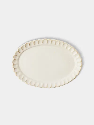 Kaneko Kohyo Coco Ceramic Large Oval Dinner Plates - 10in/26cm (set Of 4) In White
