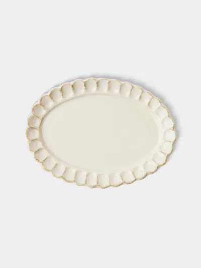Kaneko Kohyo Coco Ceramic Oval Dessert / Salad Plates - 8in/20cm (set Of 4) In White
